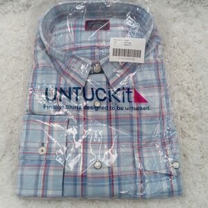 UNTUCKit Shirt Mens 2XL‎ Blue Red Plaid Western Pearl Snap Muller Regular Fit